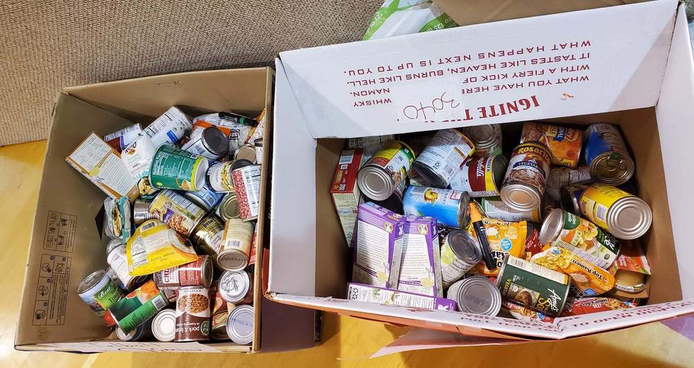 Box of canned food items